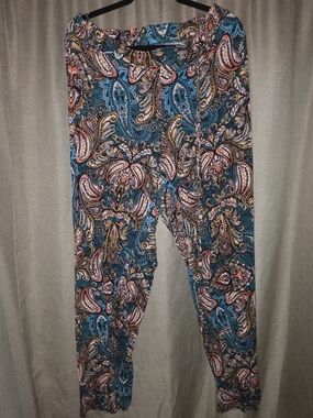 Cato Teal Multi Paisley Wide Leg Pants